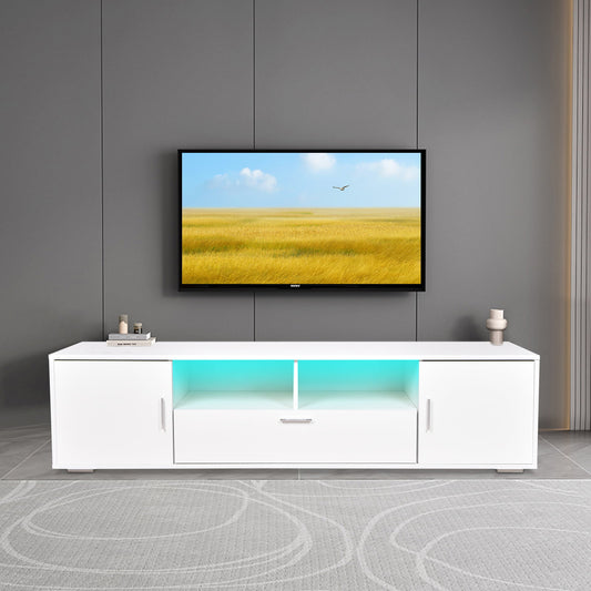 TV Stands for TVs up to 75", Modern Entertainment Center TV Cabinet with LED Lights and Storage for Gaming Living Room Bedroom, White
