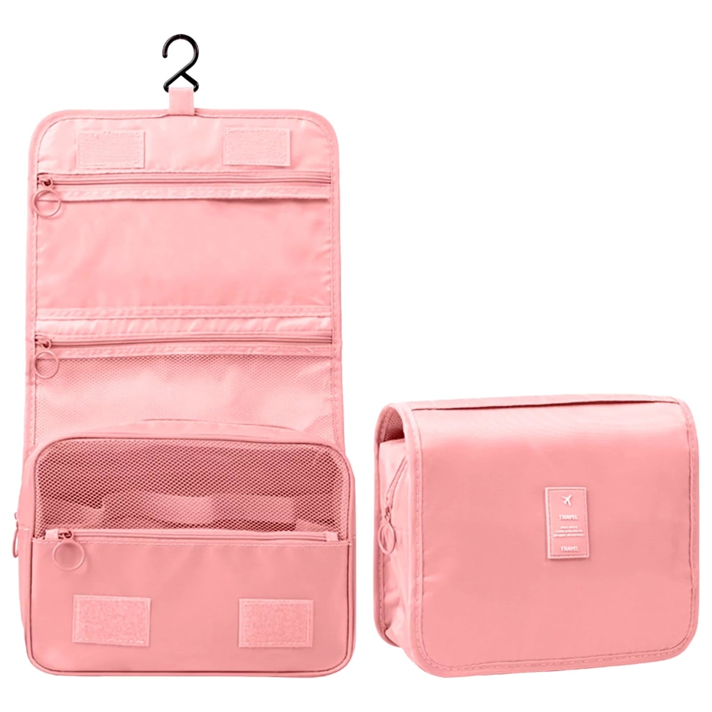 Toiletry Bag Travel Bag with Hanging Hook, Waterproof Portable Makeup Cosmetic Bag Travel Organizer for Women, Pink