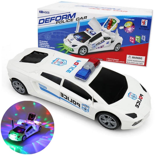 Tyethy Police Car Toys for Boys 3-5, Mini Spinning Car Toy with Music Lights and Siren, Battery Powered Play Vehicle for Kids Gifts