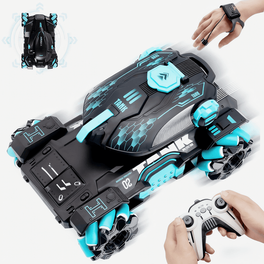 Tyethy RC Cars for Boys Gesture Sensing Remote Control Car RC Stunt Car Tank Toy with Lights Music for Kids Ages 5+, Blue