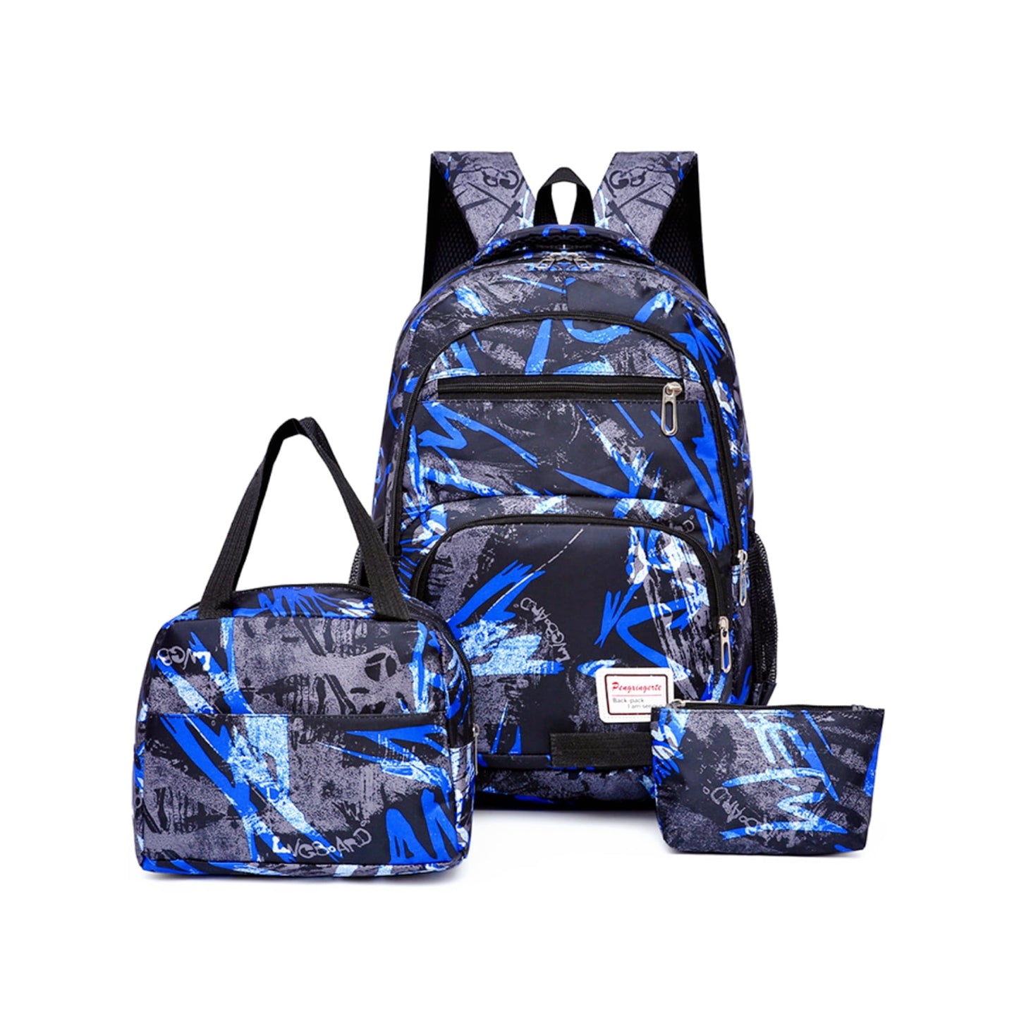 Tyethy School Backpack Adorable Printed Kids School Bag Set with Lunch Box Pencil Bag for Girls, Blue