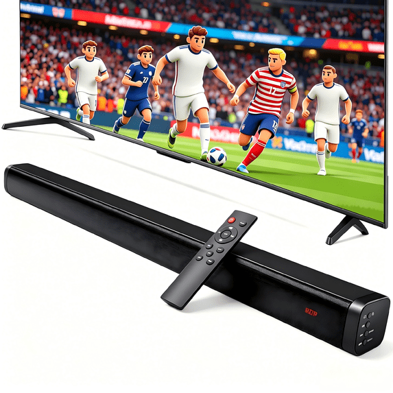 Tyethy Sound Bars for TV, 30" Wireless Bluetooth 5.0 Sound Bar with Subwoofer 3D Surround Sound Wall Mountable TV Speakers for Home Theater, Black