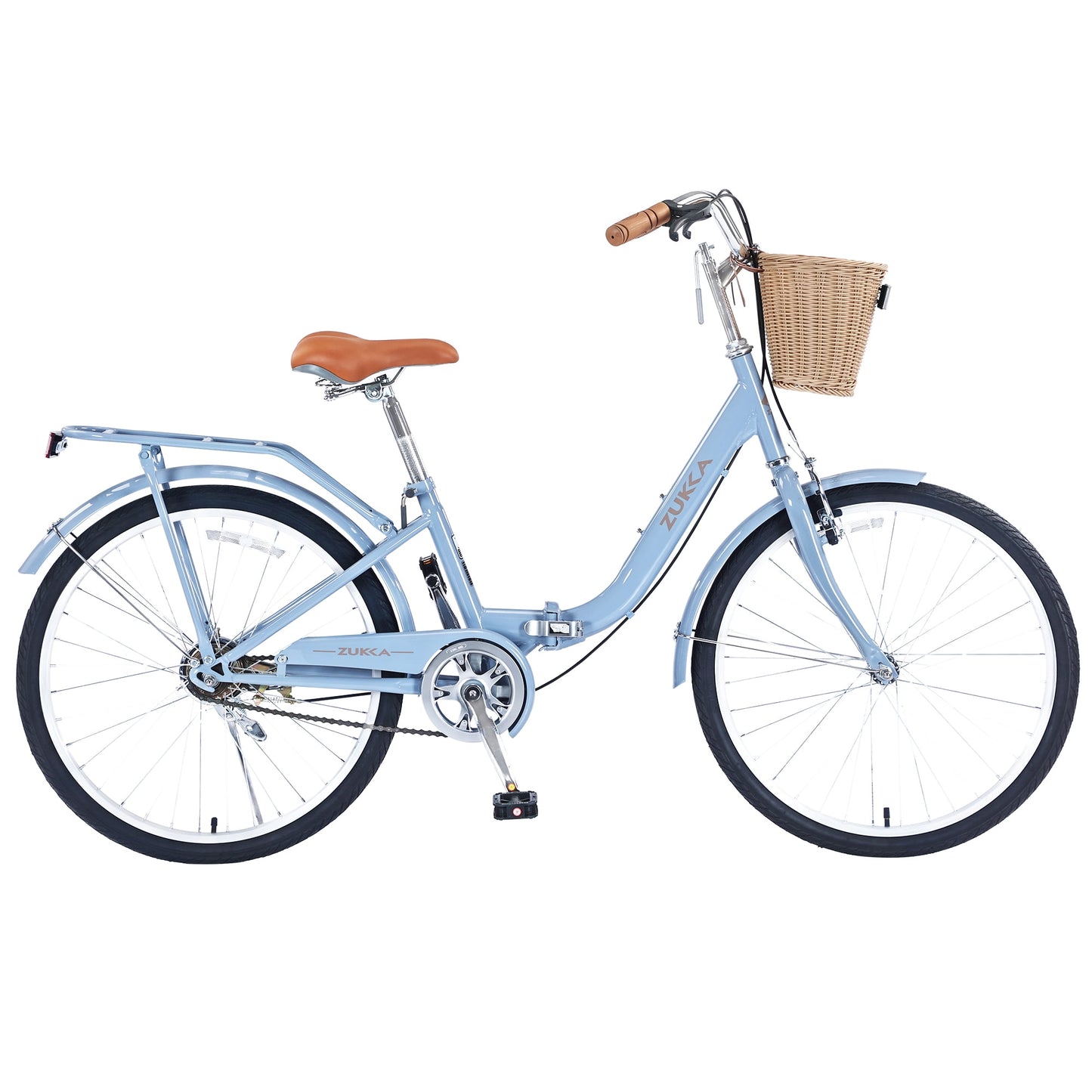 Tyethy Beach Cruiser Bike 22" Commuter Bicycle for Adults Womens, 7-Speed Steel Frame Comfortable City Bikes with Rear Rack and Basket, Pink