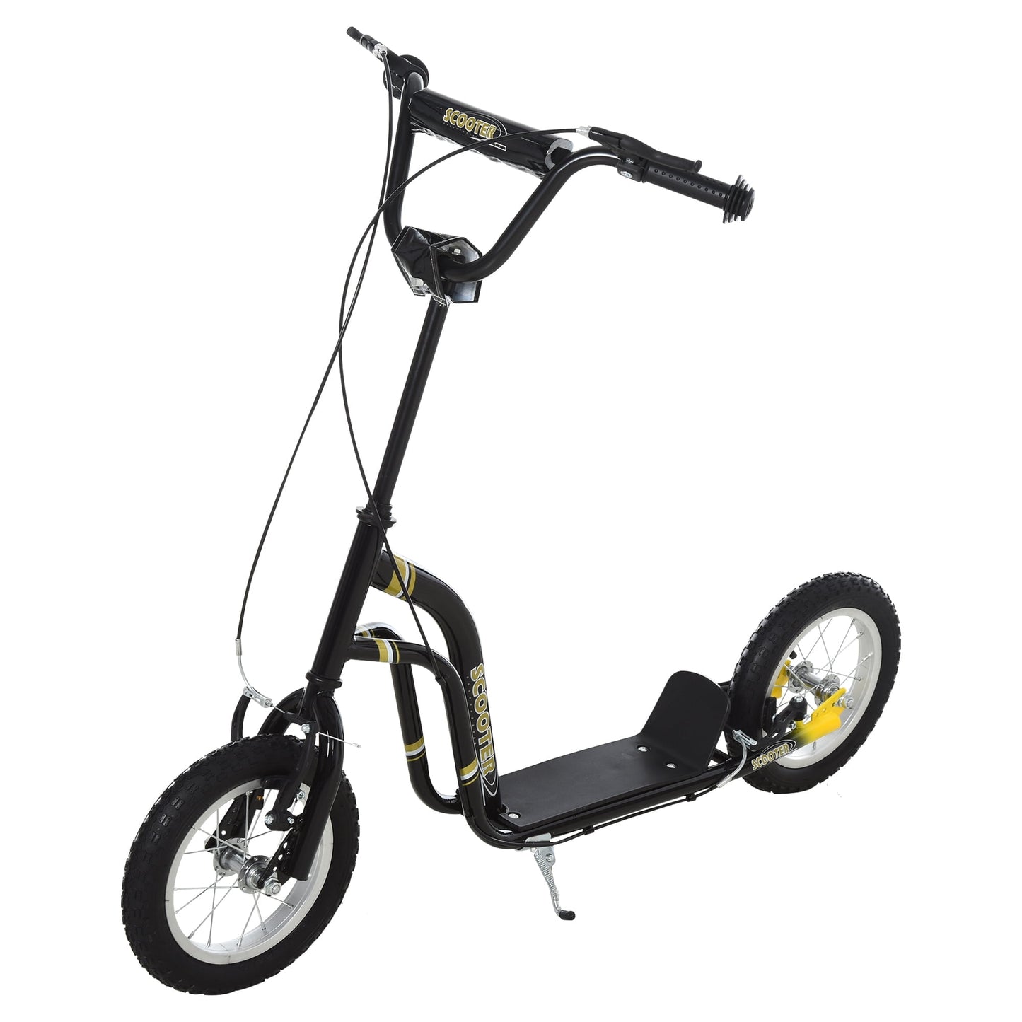 Youth Scooter Kids Kick Scooter with 12" Inflatable Wheels Adjustable Handlebar for Boys Girls Ages 6+, Yellow
