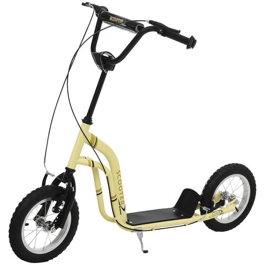 Youth Scooter Kids Kick Scooter with 12" Inflatable Wheels Adjustable Handlebar for Boys Girls Ages 6+, Yellow