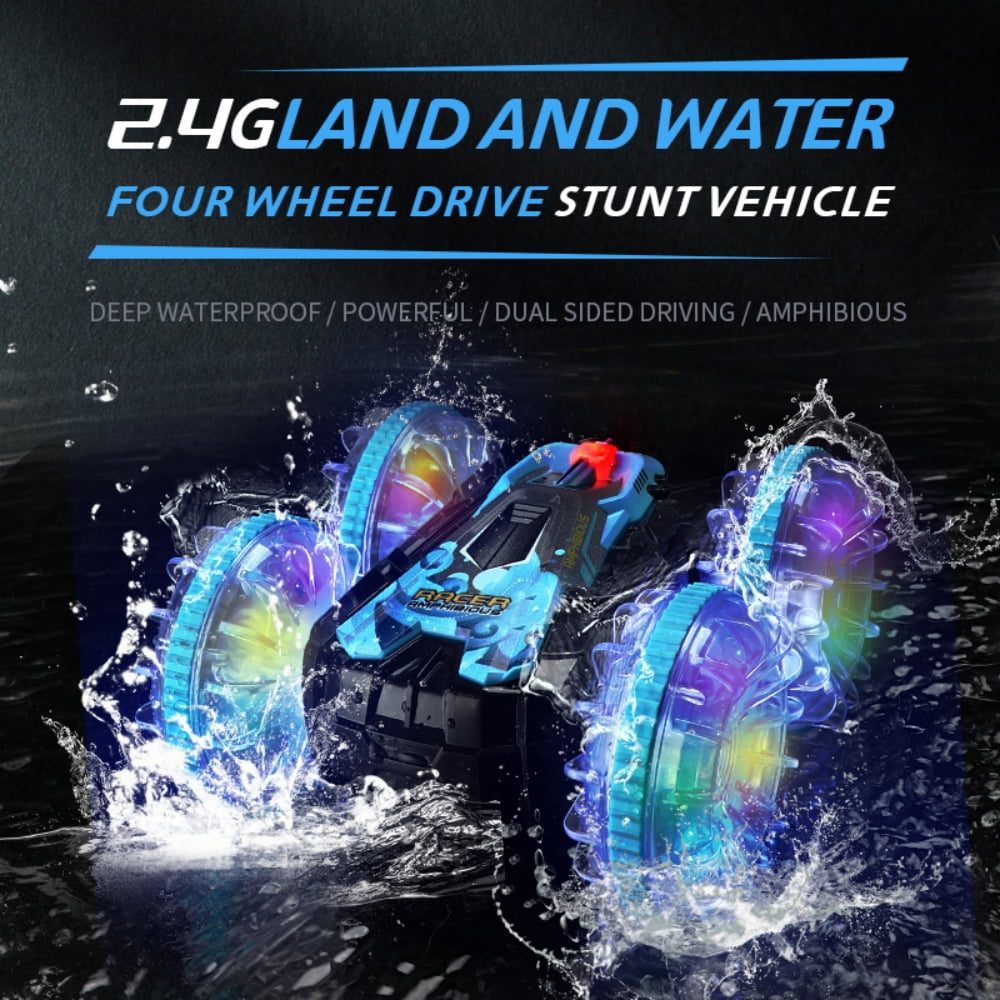 RC Car for Kids, Amphibious Remote Control Car Boat, 4WD Gesture RC Stunt Car Toys with Lights for Boys Girls Christmas Birthday Gifts