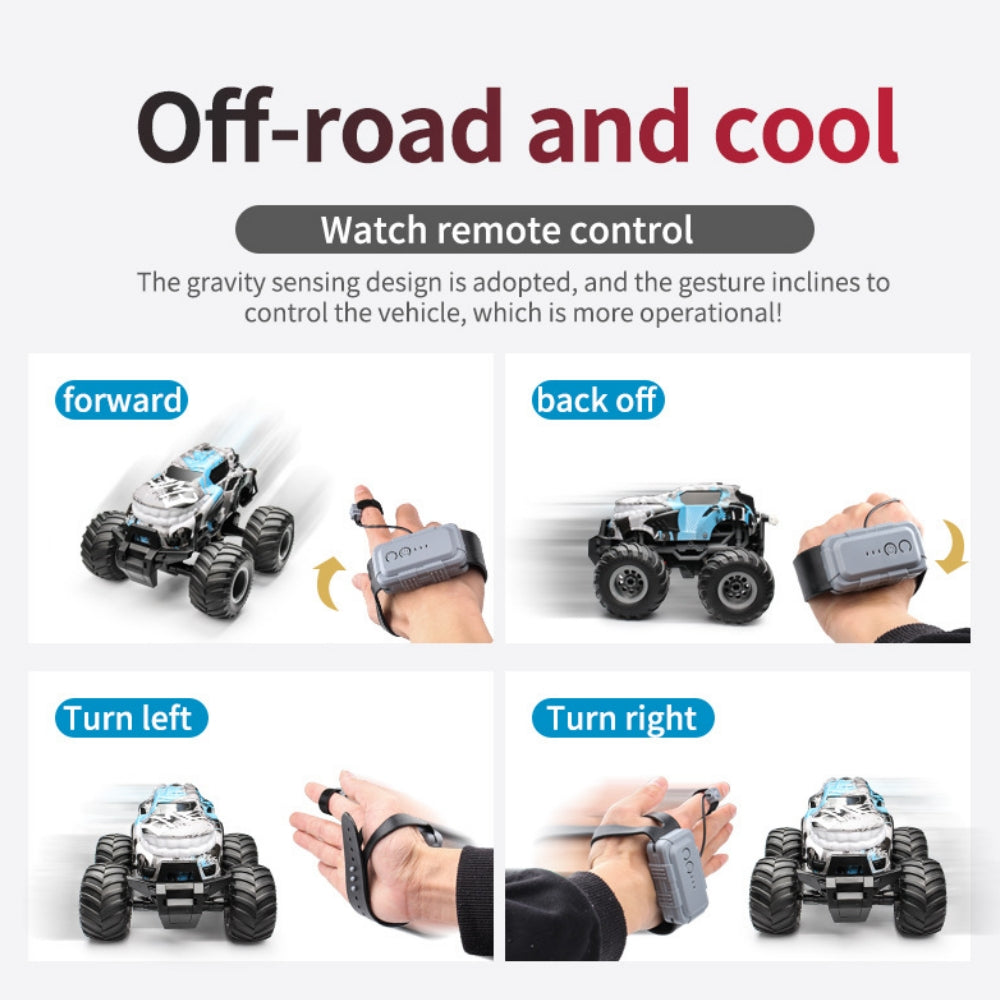 Remote Control Car 4WD Off Road Truck Car , RC Stunt Car, 360° Flips Rotating Car Toys with Spray Function, LED Lights, Ideal Birthday for 4+ Year Old Kids