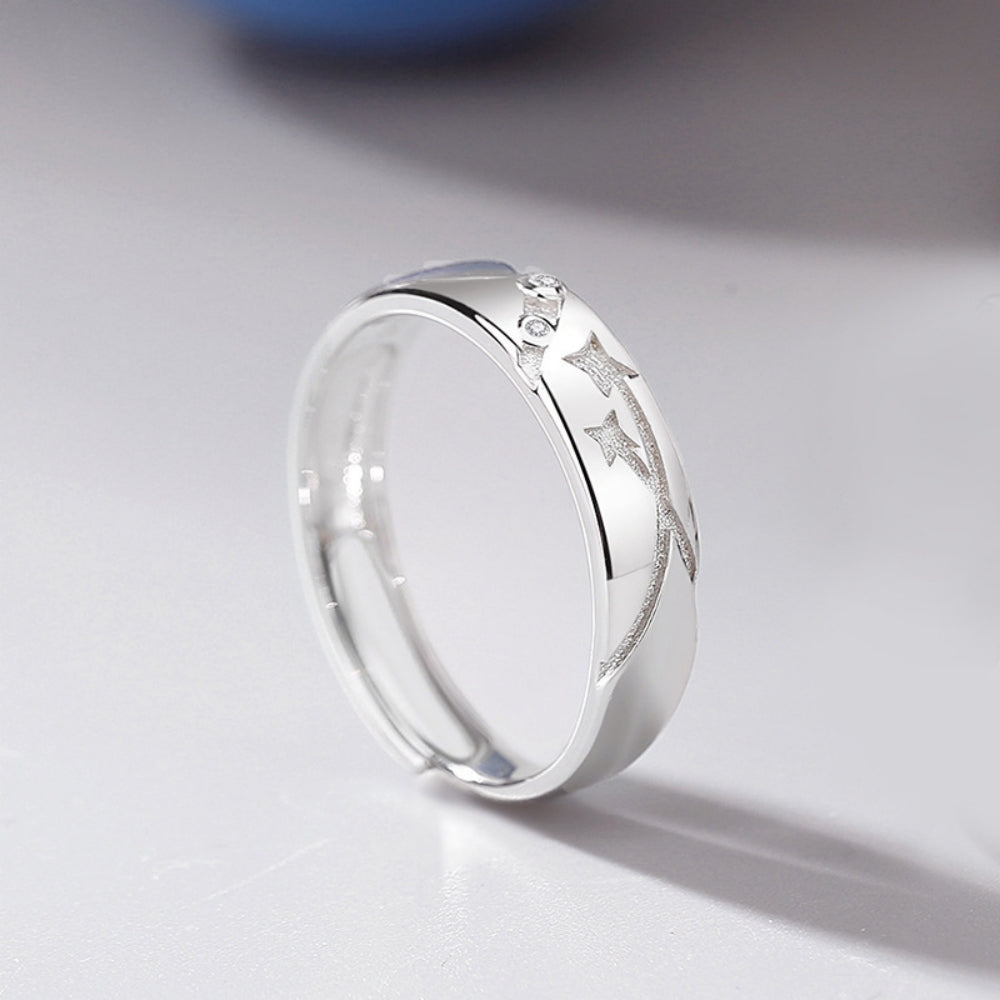Adjustable Couple Rings, Diamond-encrusted Meteor Shower Starry Sky Promise Rings for Couples Romantic Love Couples Jewelry Gifts