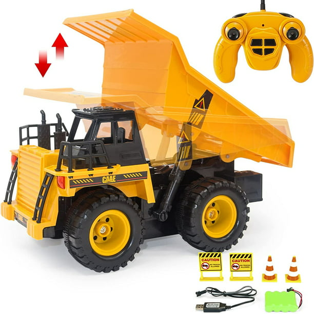 Car Toys Remote Control Dump Truck Toy Rechargeable RC Cars Construction Vehicle with Light Music for 4+ YO Boys Gifts