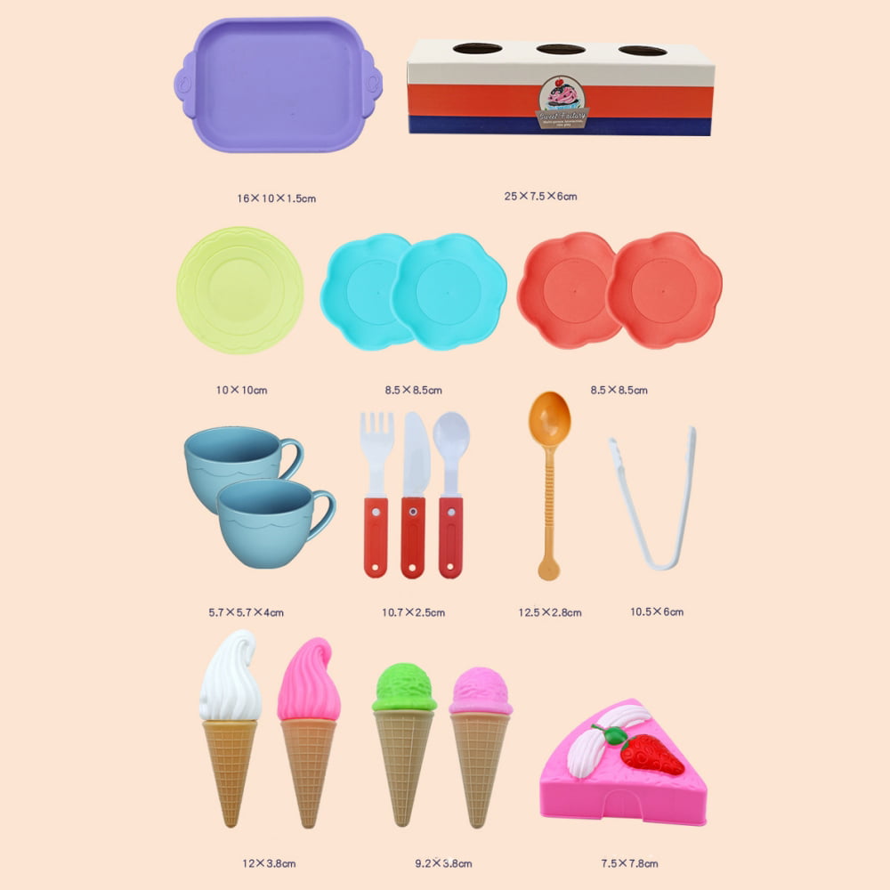 Ice Cream Toy, Pretend Play Cooking and Baking Toys, Sweet Treats Ice Cream and Donut Food Toys, 38 Pieces, Pretend Play Food Decorating Kit for Ages 4+ Kids