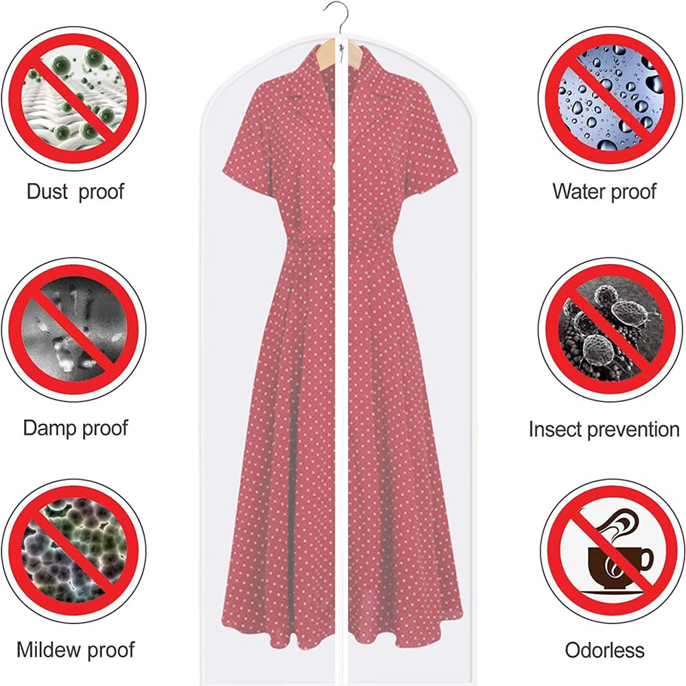 Tyethy 48'' Garment Bags for Hanging Clothes, 10 Pcs Large Clear Suit Bags for Travel & Clothing Storage of Dresses, PEVA Material, Waterproof