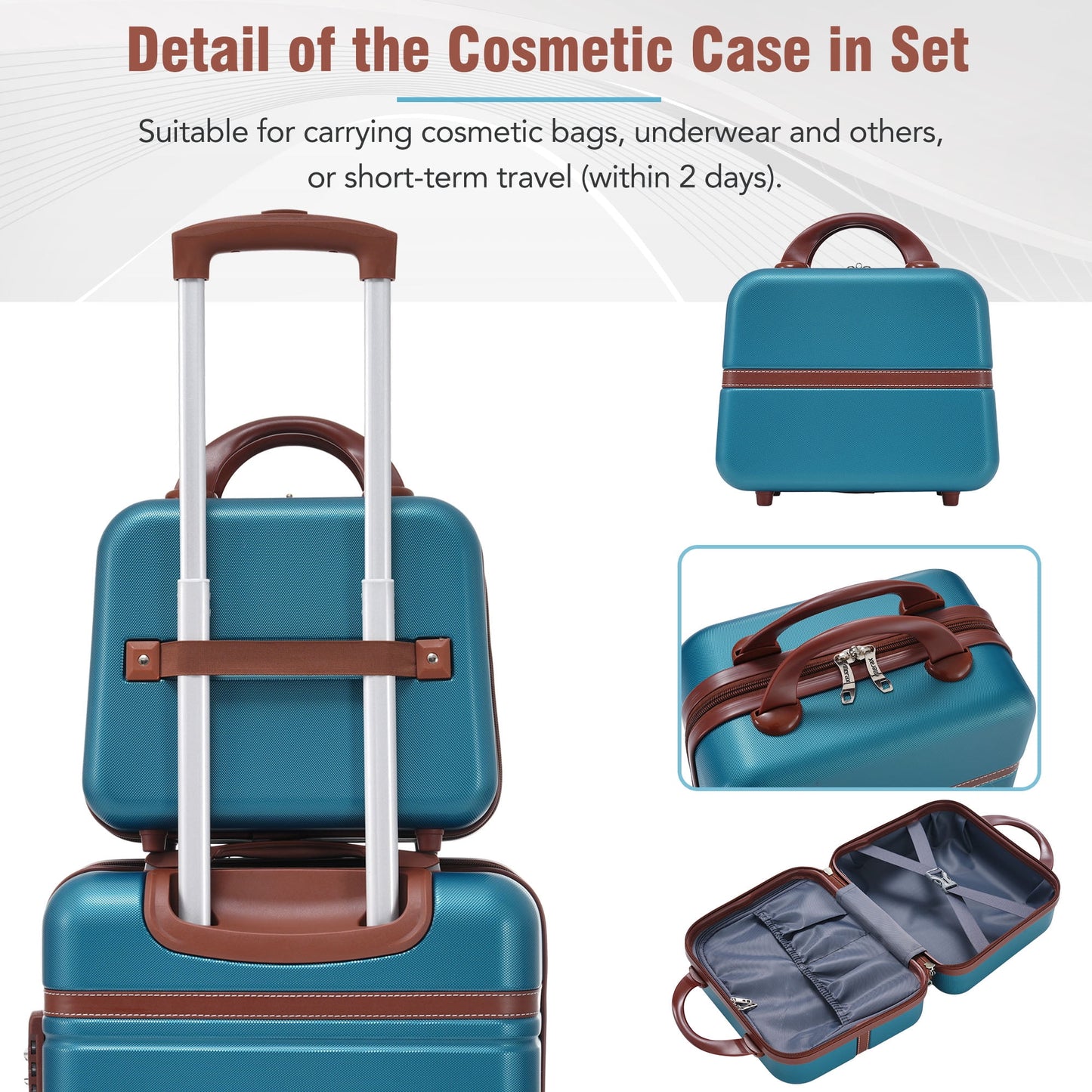 3 Pieces Hardshell Luggage Sets, Lightweight Luggages and Cosmetic Case with Spinner, TSA Lock ,20"+28"