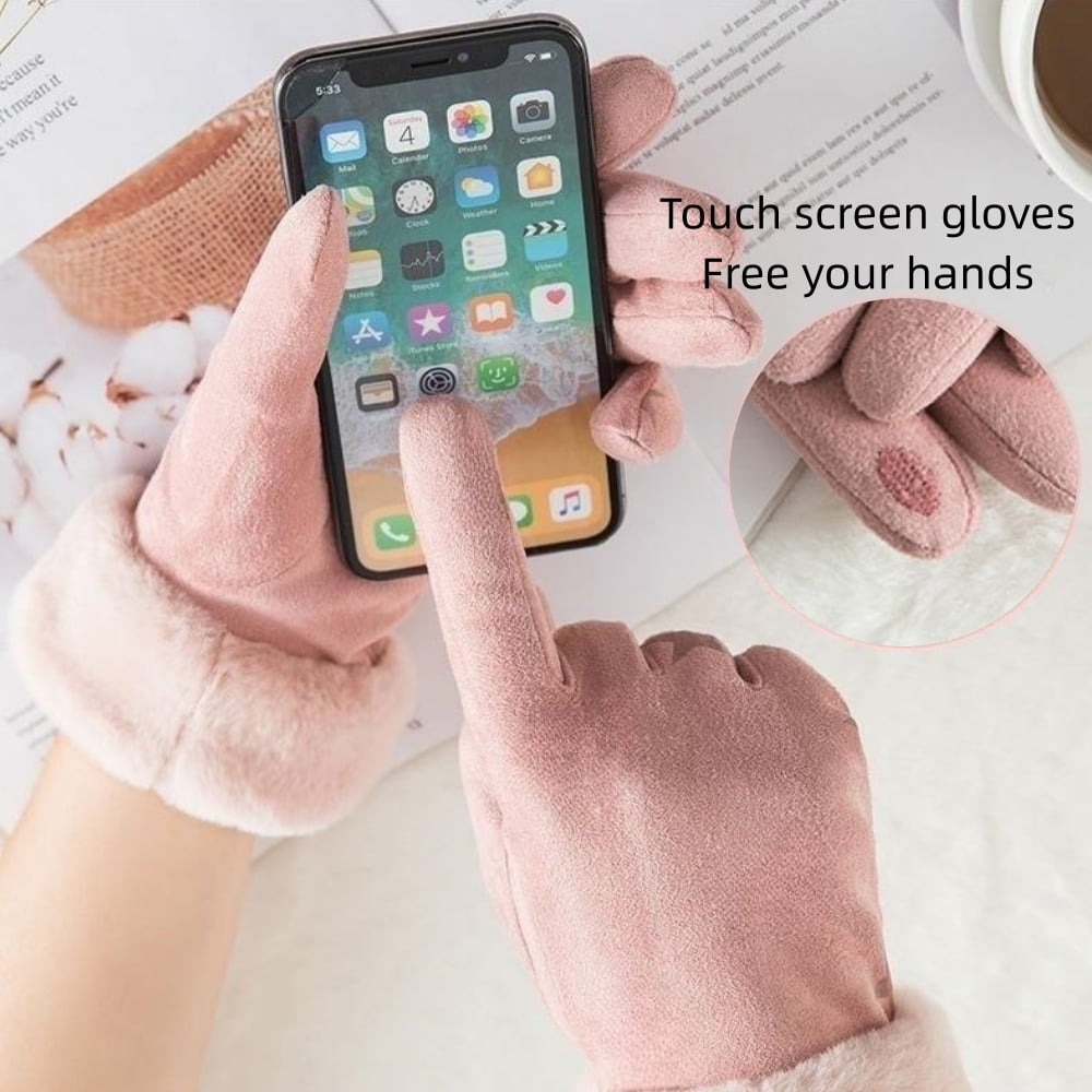 Winter Gloves for Women - Cold Weather Warm Ladies Ski Snow Touch Screen Texting Gloves for Running Driving Cycling, One Size Fits Most, Pink