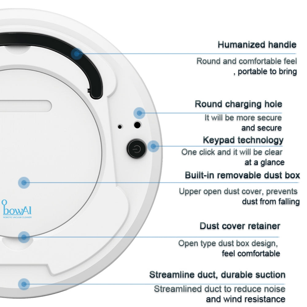 Robot Vacuum Cleaner，1800Pa Strong Suction Power, 100 Minute Runtime for Pet Hair, Hard Floors and Carpets.