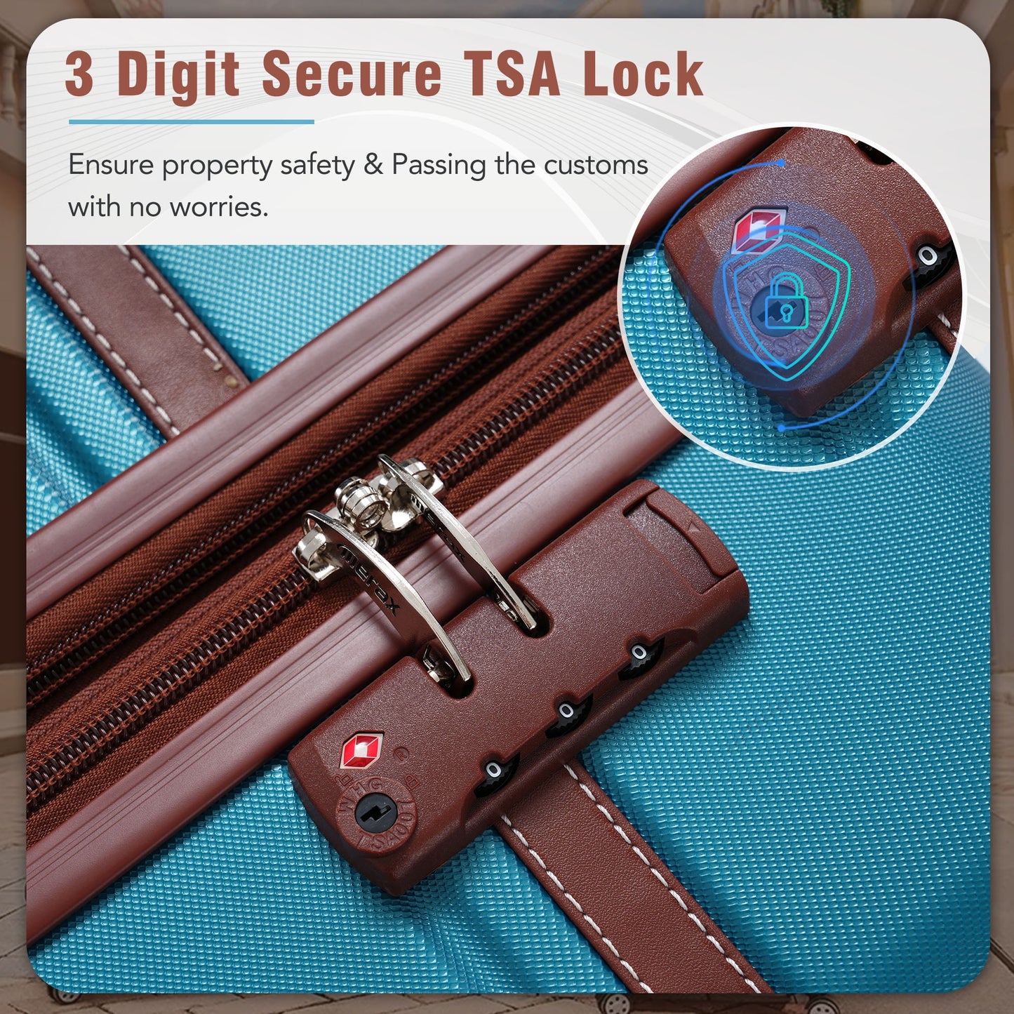 3 Pieces Hardshell Luggage Sets, Lightweight Luggages and Cosmetic Case with Spinner, TSA Lock ,20"+28"