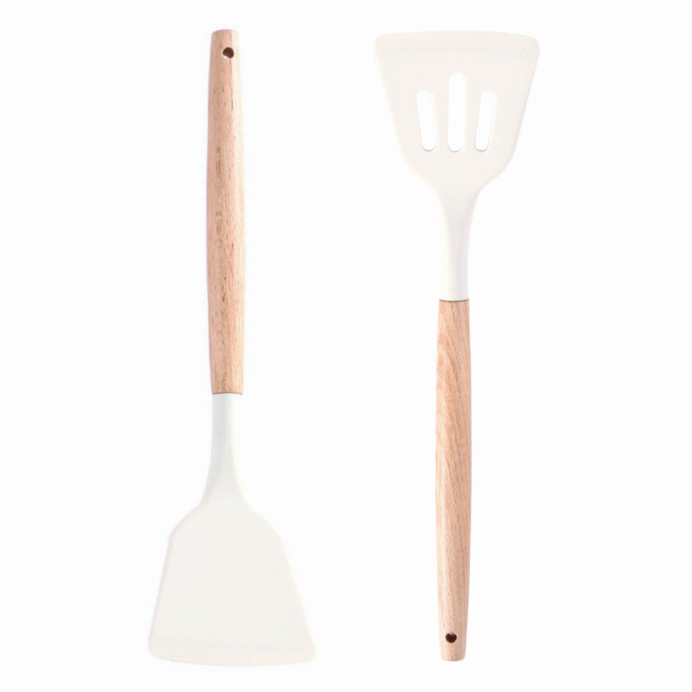 Silicone Turner Spatula Set, 2 Pack Flexible Extra Large Silicone Slotted Turners for Non-Stick Cookware, Heat Resistant Kitchen Cooking Utensils for Frying and Flipping