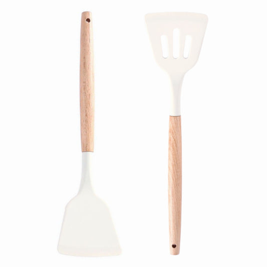 Silicone Turner Spatula Set, 2 Pack Flexible Extra Large Silicone Slotted Turners for Non-Stick Cookware, Heat Resistant Kitchen Cooking Utensils for Frying and Flipping