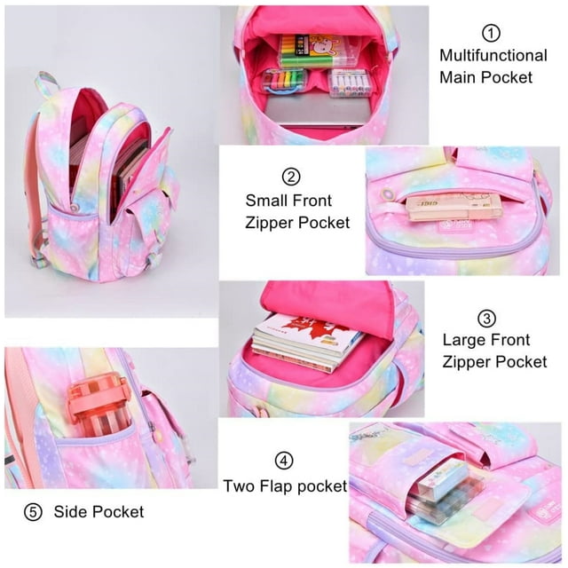 Tyethy School Backpacks for Girls, Lightweight School Bags Kids Backpacks Cute Bookbag, Pink