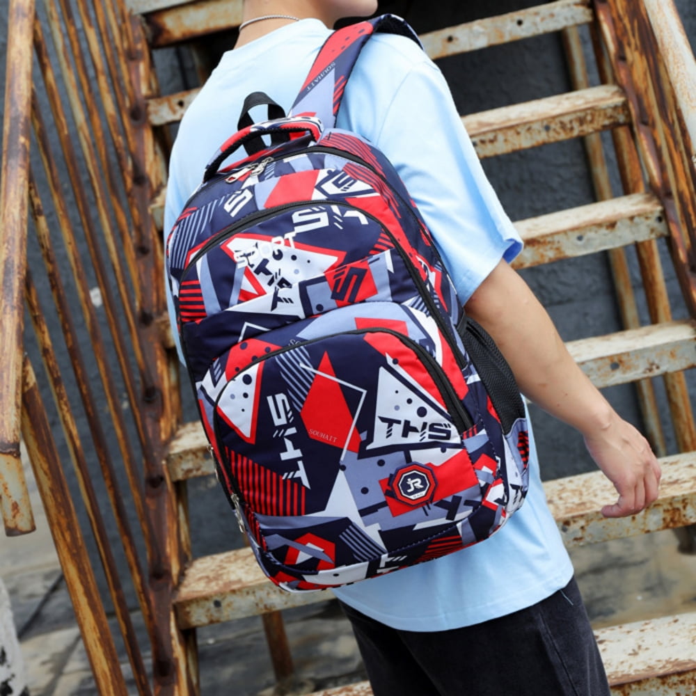 Juuar Backpack for School Boys, Camouflage Print Backpack School Bookbag for Kids and Teens, Red