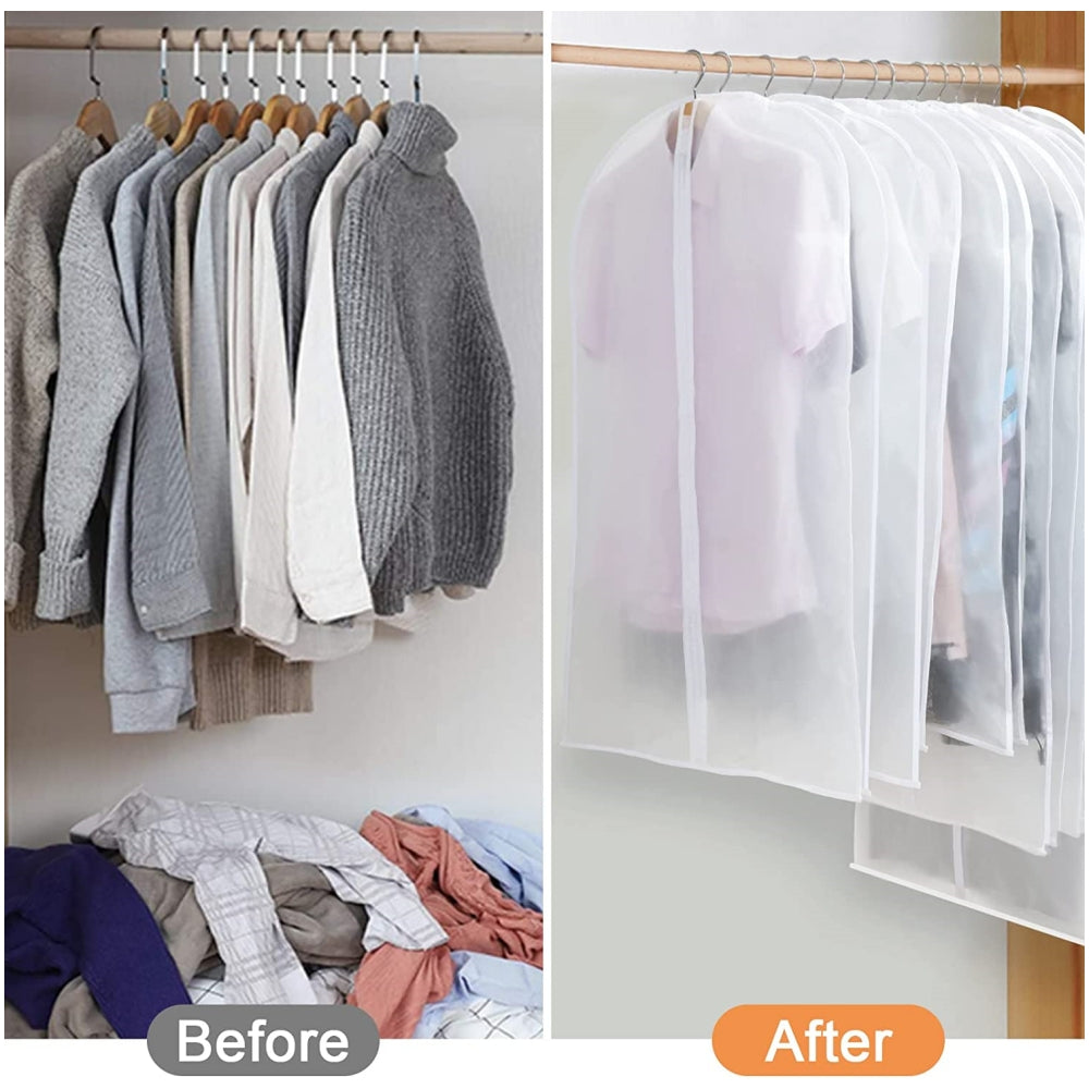 Tyethy 48'' Garment Bags for Hanging Clothes, 10 Pcs Large Clear Suit Bags for Travel & Clothing Storage of Dresses, PEVA Material, Waterproof