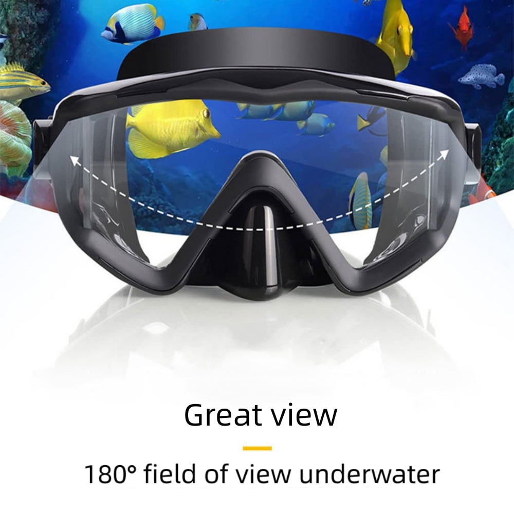 Tyethy Diving Goggles for Adult,Freediving Mask Anti-Fog Clear View Tempered Glass Swimming Mask with Nose Cover