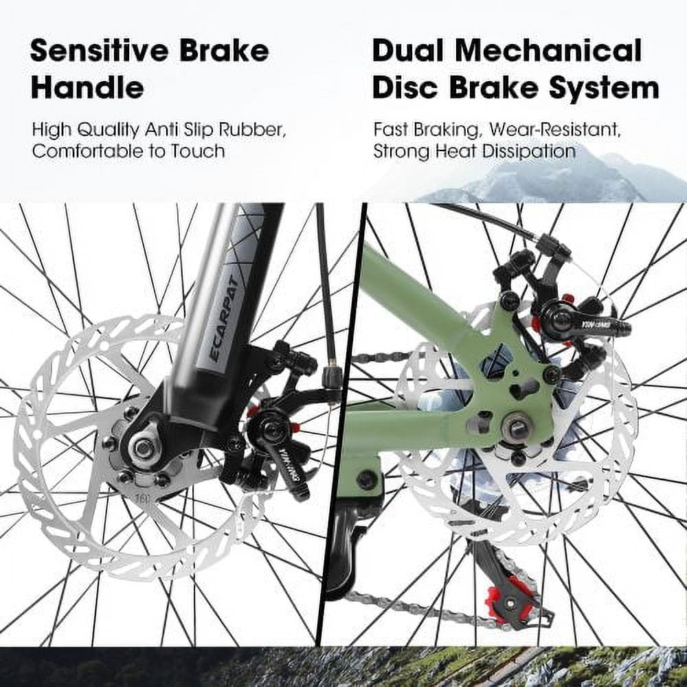 27.5 inch Mountain Bike, 21-Speed Mens City Mountain Bike, High Carbon steel Frame Disc Brakes Bicycles, Green