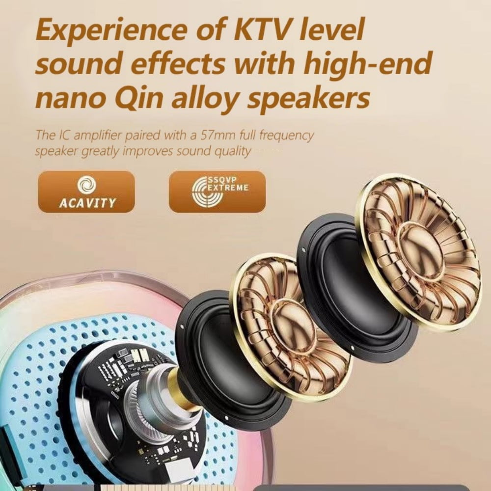 Karaoke Machine for Kids Adults, Portable Bluetooth Speaker with 2 Wireless Microphones, Mini Karaoke Toys Gifts for Girls Birthday Party, Beige
