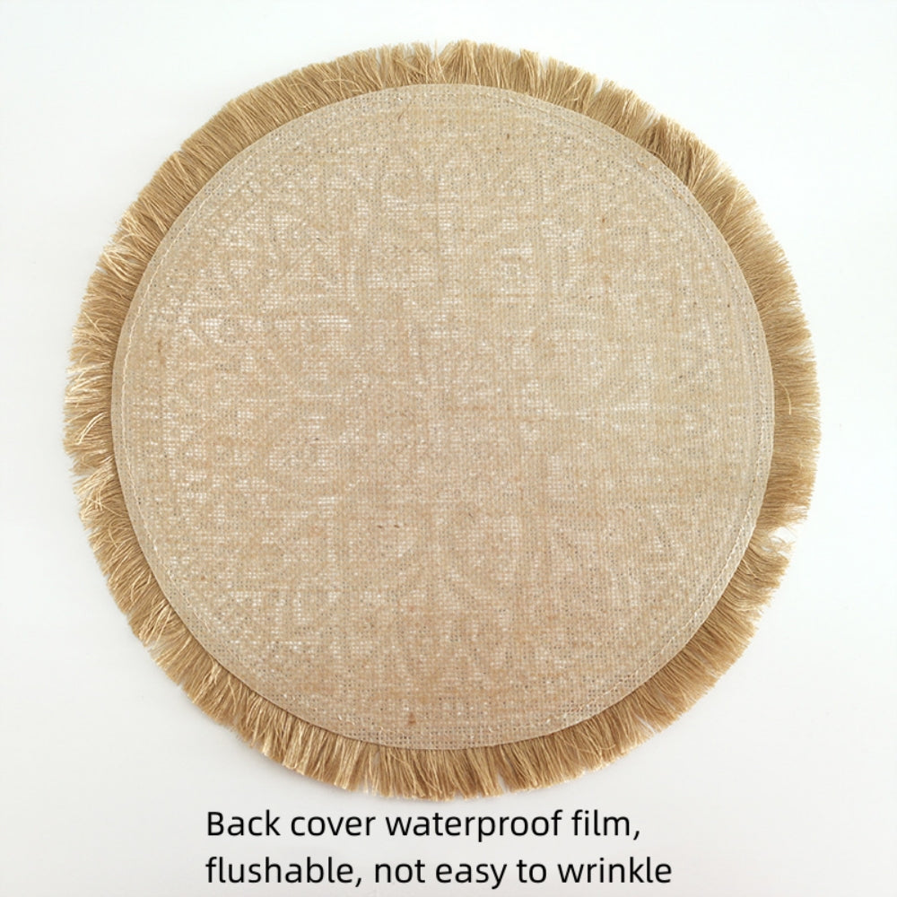 Round Placemats Set of 4 for Dining Table, 15" Hand-woven Heat Resistant Anti-Slip Heat Table Mats, Waterproof Washable Decorative Boho Table Mats for Banquets and Special Events