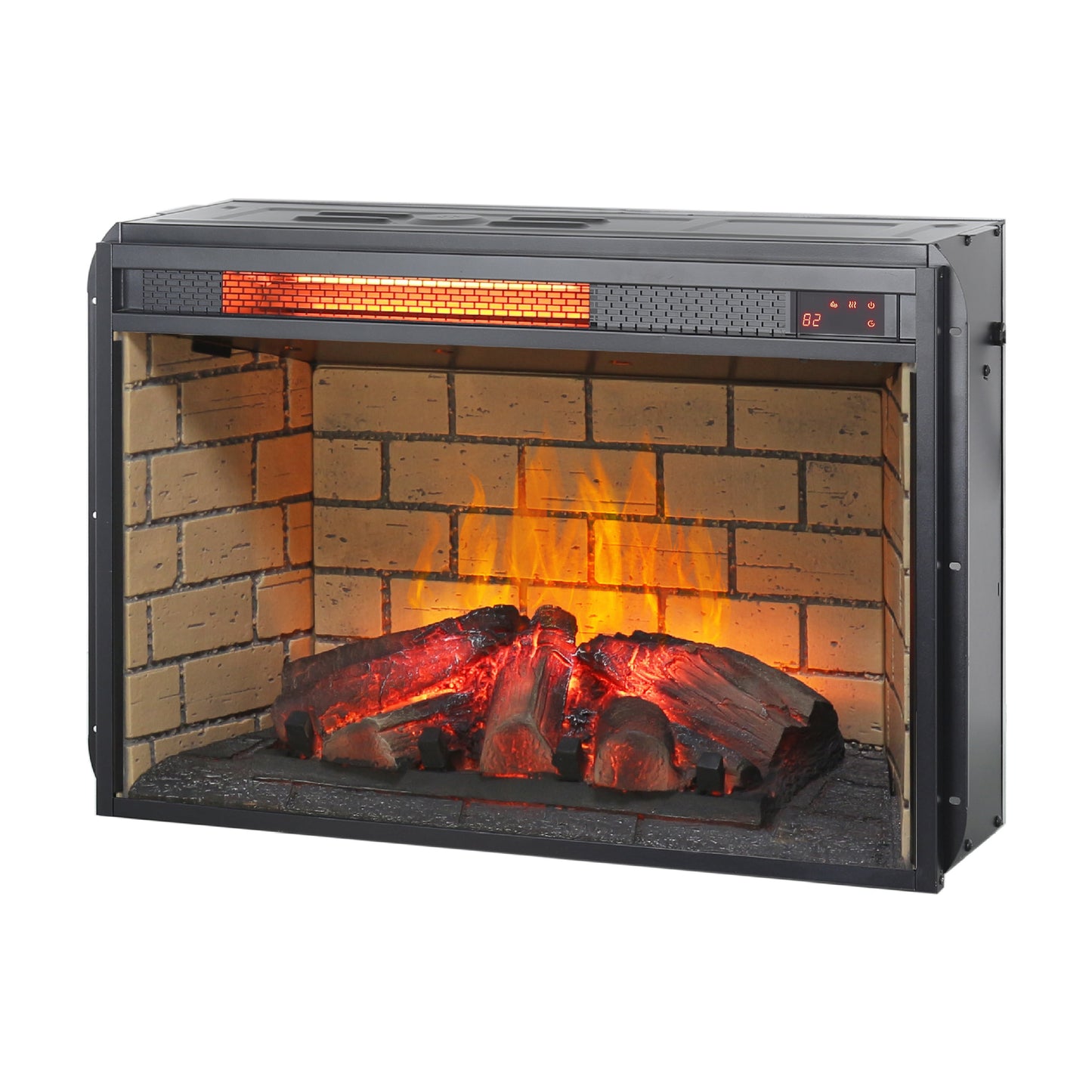26" Electric Fireplace Insert, Retro Recessed Fireplace Heater with Remote Control, 1500W, Black