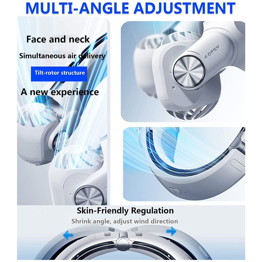 Tyethy Portable Neck Fan Rechargeable Wearable Cooling Fan, Bladeless Hands-Free Fan for Indoor/Outdoor, Gift for Women, Men - White