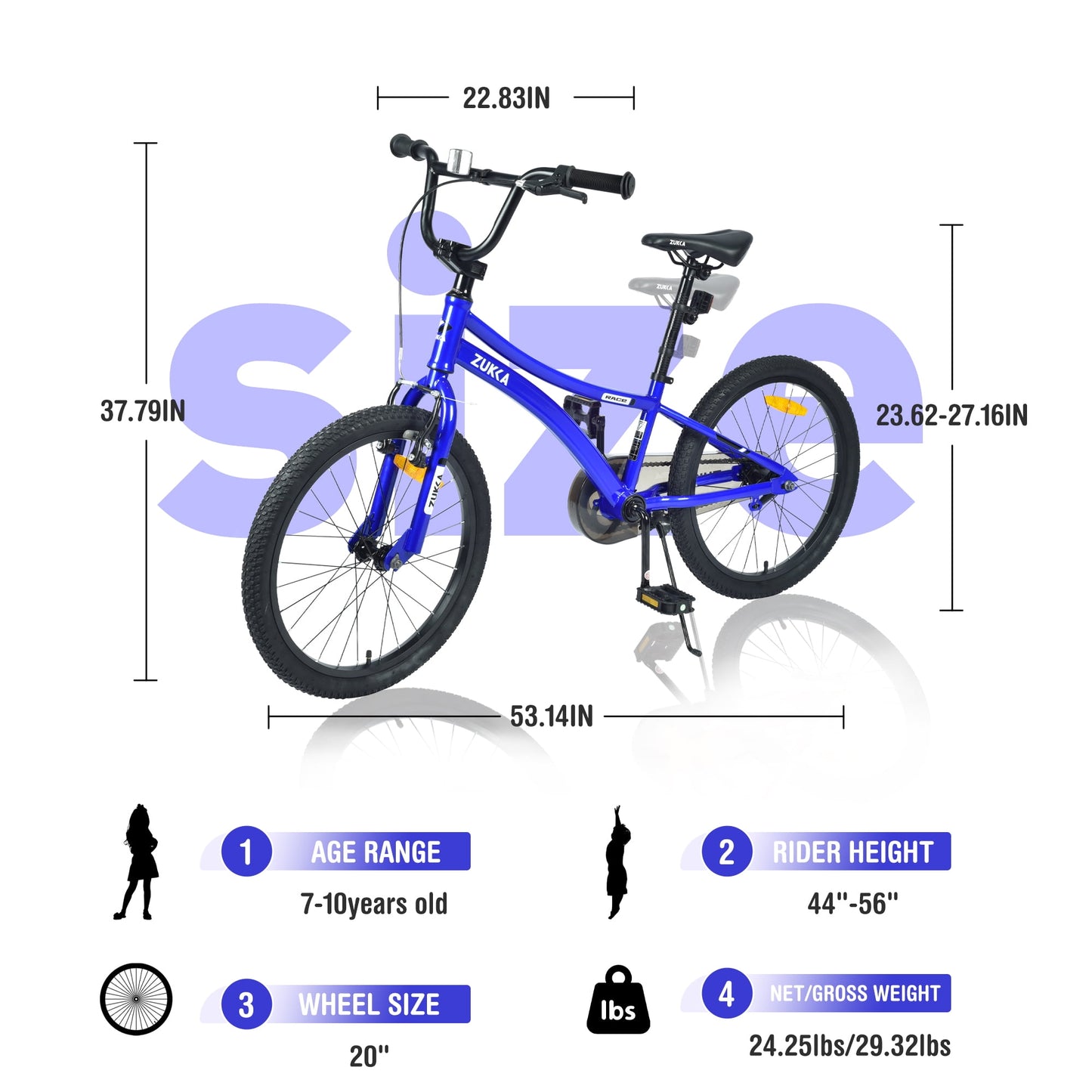 Kids Bike 20" Kids Bicycle for Boys Age 7-10 Years, Blue