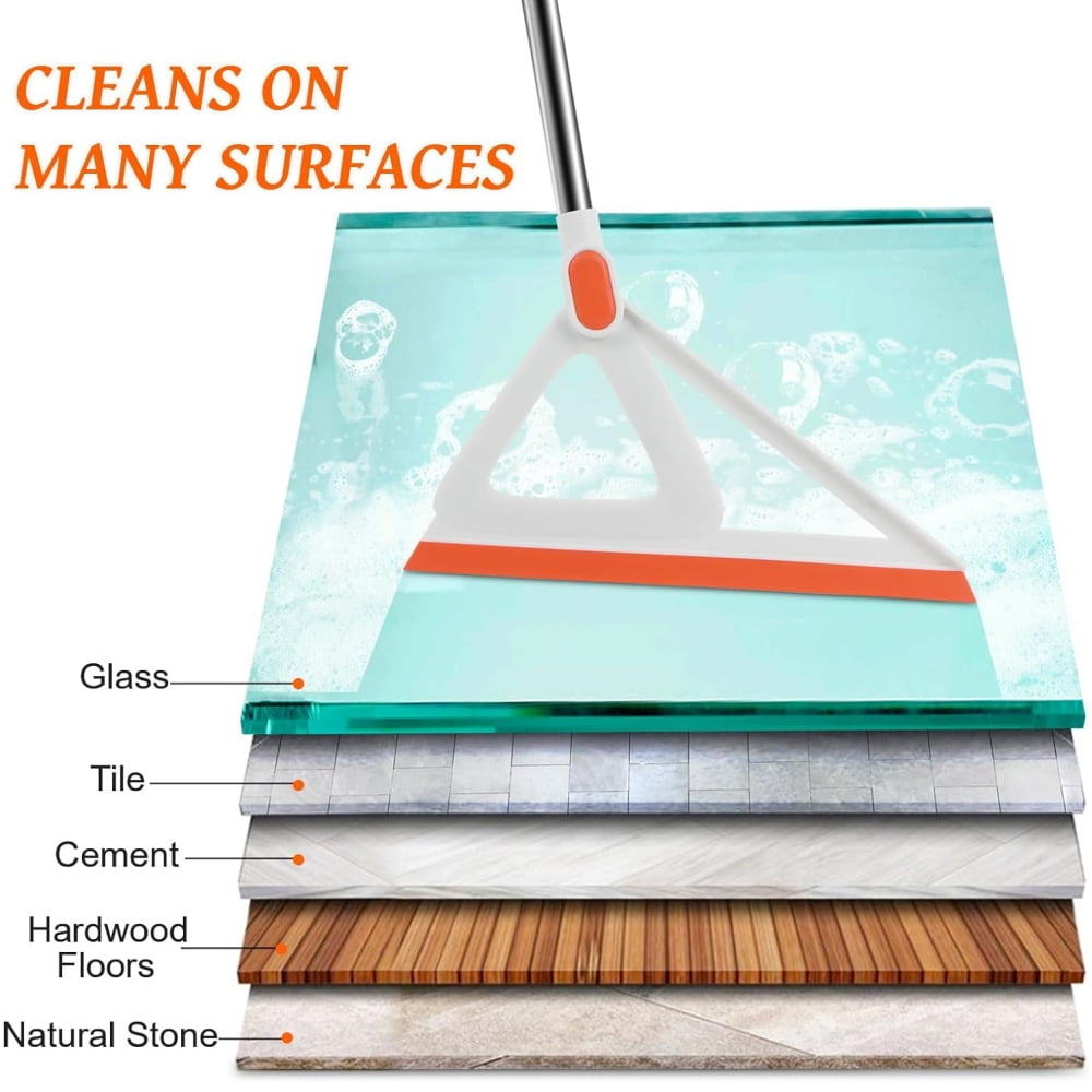 Multifunction Magic Broom, Rubber Squeegee Broom with 55" Long Handle ,Silicone Broom for Sweeping Pet Hair, Water Spill, Dust, Windows