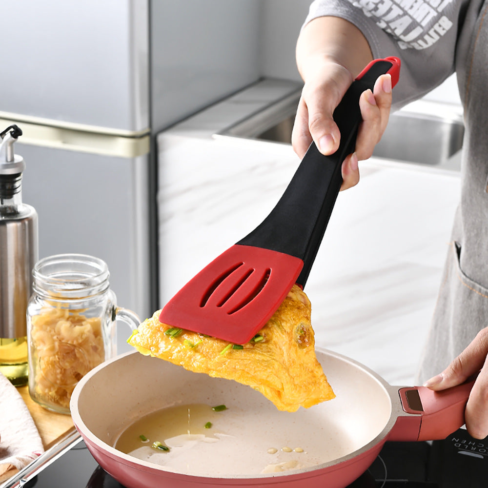3-in-1 Silicone Turner Spatula Set, Non-Stick Slotted Solid Kitchen Utensils, Heat-Resistant Food Grade Silicone Kitchen Tongs for Cooking Frying Flipping, and Clipping