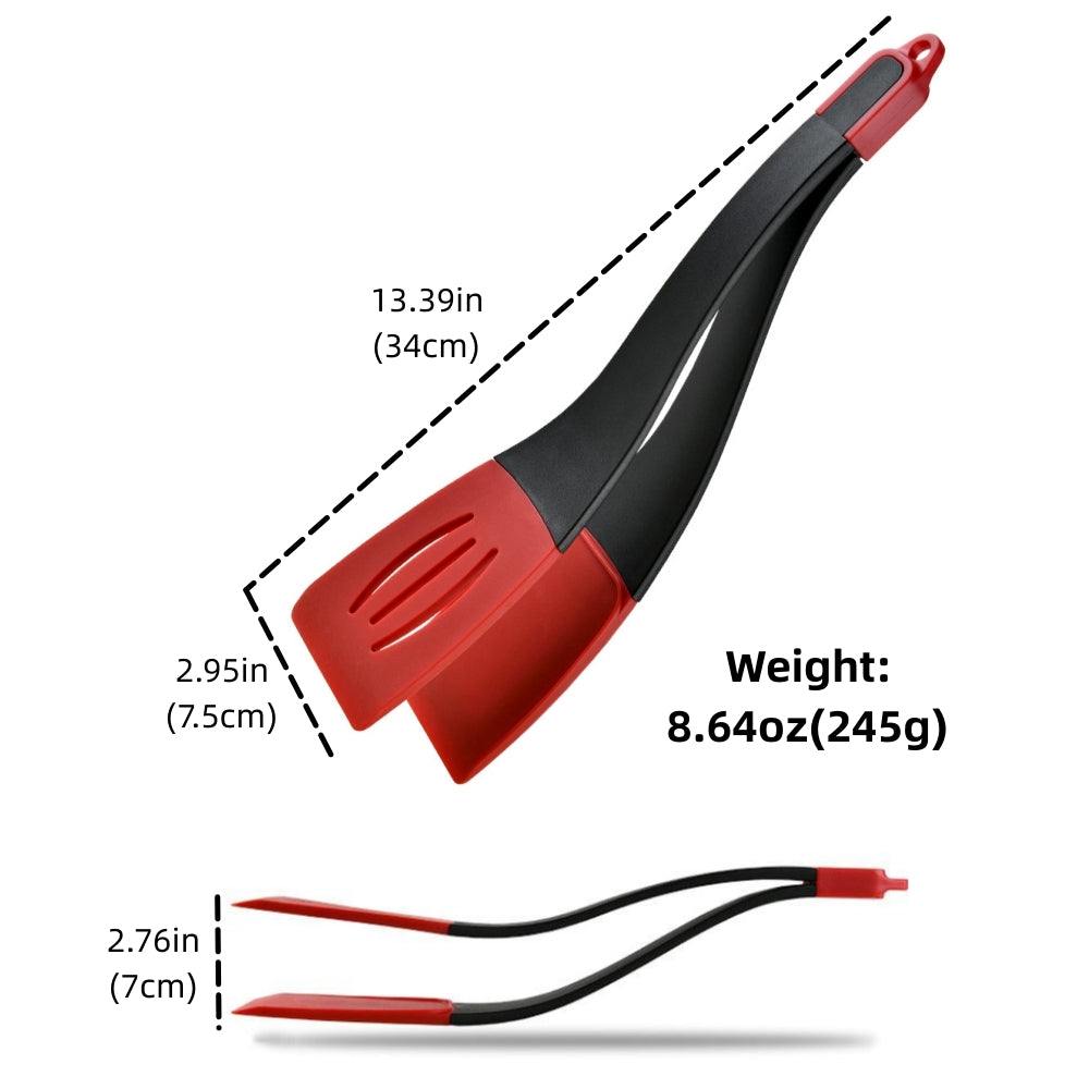 3-in-1 Silicone Turner Spatula Set, Non-Stick Slotted Solid Kitchen Utensils, Heat-Resistant Food Grade Silicone Kitchen Tongs for Cooking Frying Flipping, and Clipping