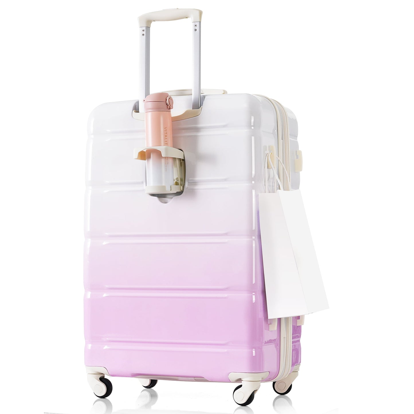 Luggage Sets 20" Carry-on Luggage with USB Port and Cup Holder, 24" and 28" Expandable Hardshell Luggage Sets with Spinner Wheels TSA Lock, Purple