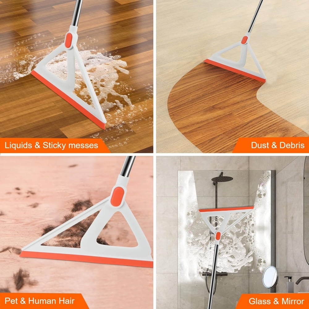 Baprem Multifunction Magic Broom Squeegee Broom for Floor, Rubber Broom for Sweeping Water, Fine Dust Remover, Cleaning Pet Hair, Rugs, Glass Windows