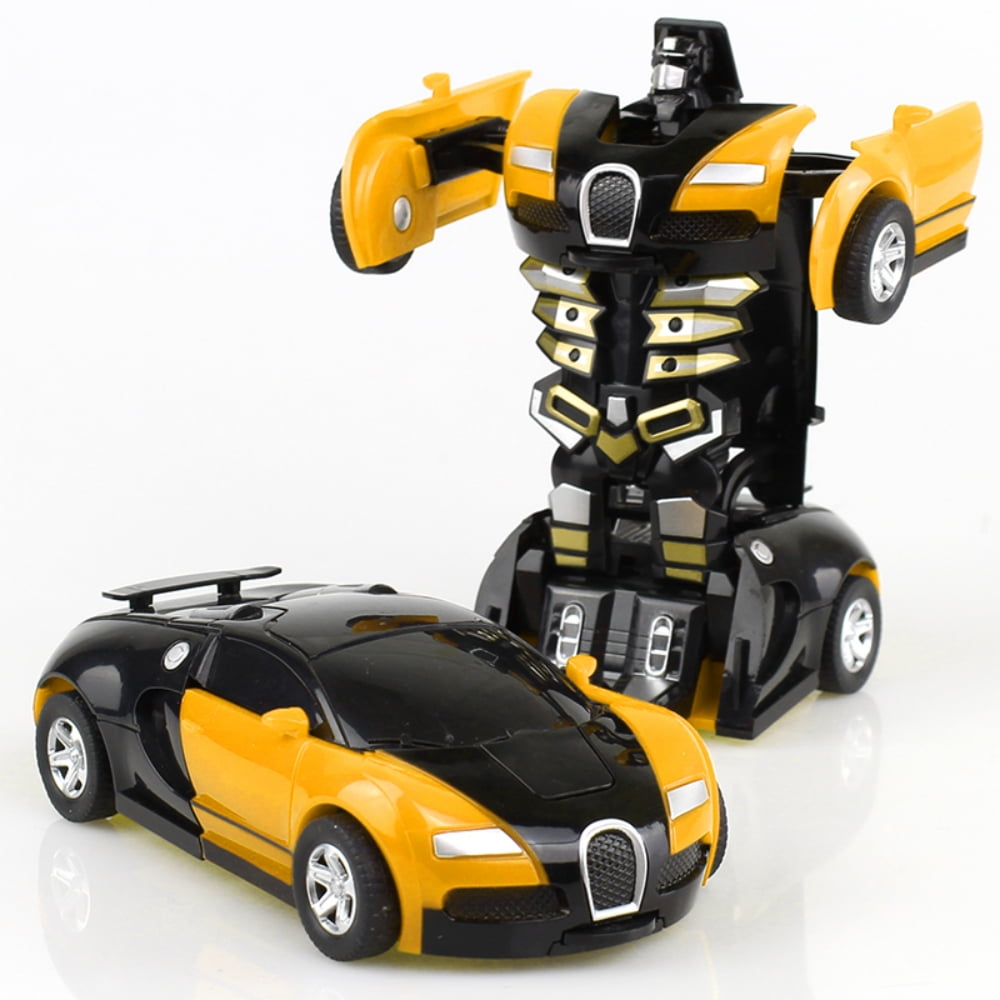 2 Pieces Transform Robot Car Toys, One-Button Mini Deformable Car Robot Toy for Kids Boys Girls Gift