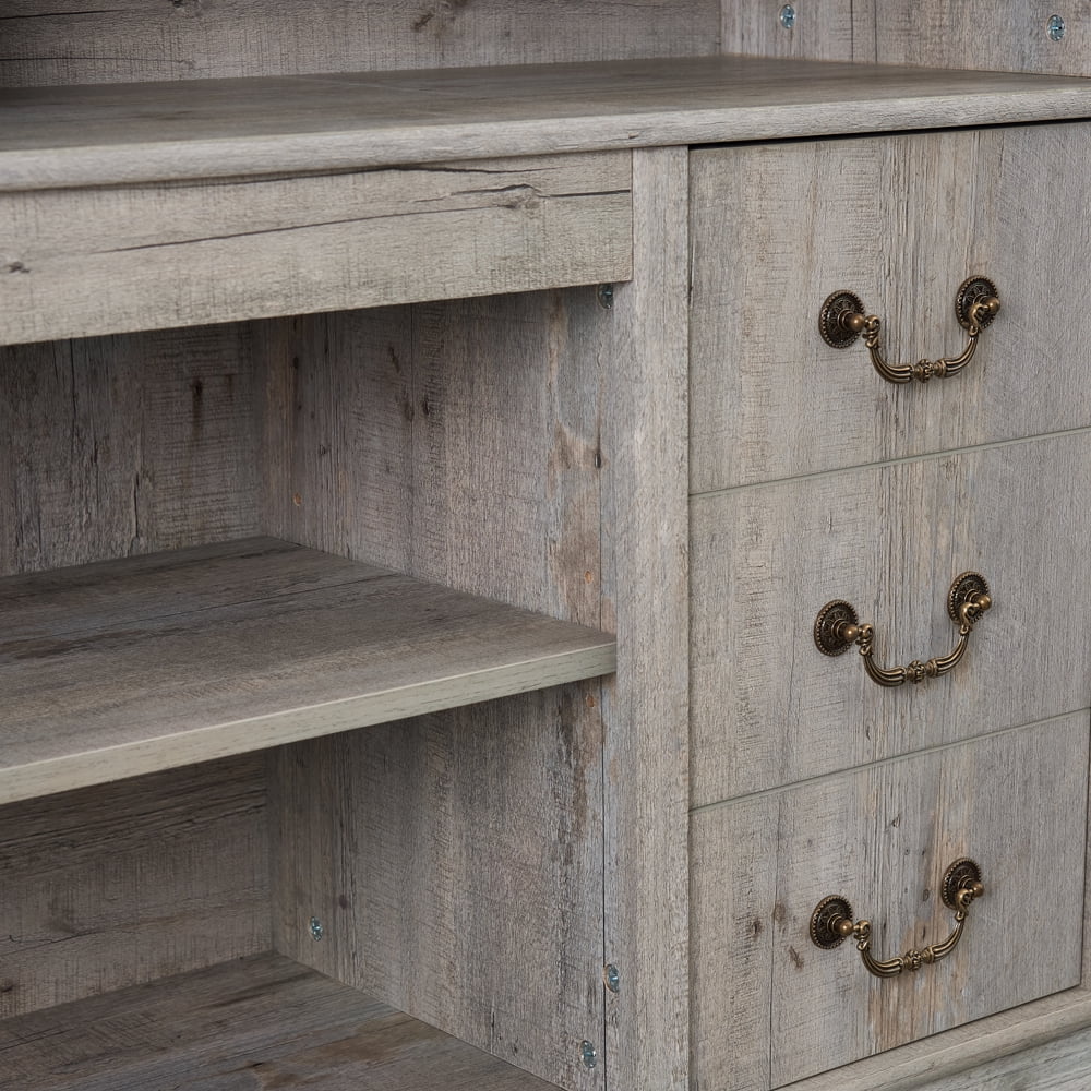 Modern TV Stand with Drawers, TV Cabinet for TV Up to 65" with Open and Closed Storage Space, Light Gray