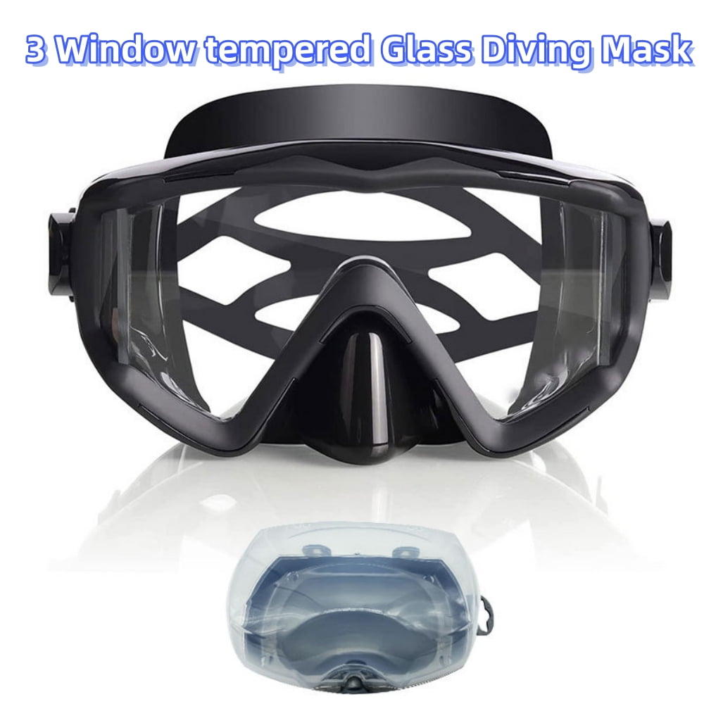 Tyethy Diving Goggles for Adult,Freediving Mask Anti-Fog Clear View Tempered Glass Swimming Mask with Nose Cover
