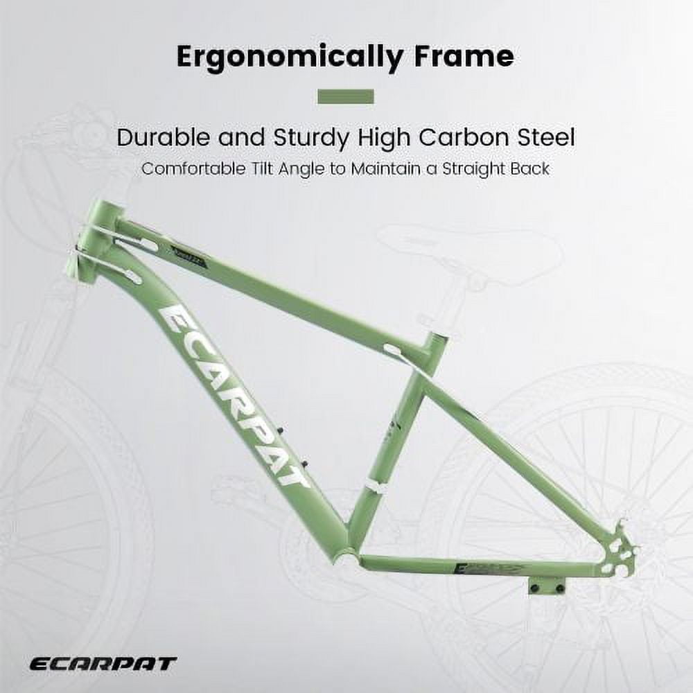 27.5 inch Mountain Bike, 21-Speed Mens City Mountain Bike, High Carbon steel Frame Disc Brakes Bicycles, Green