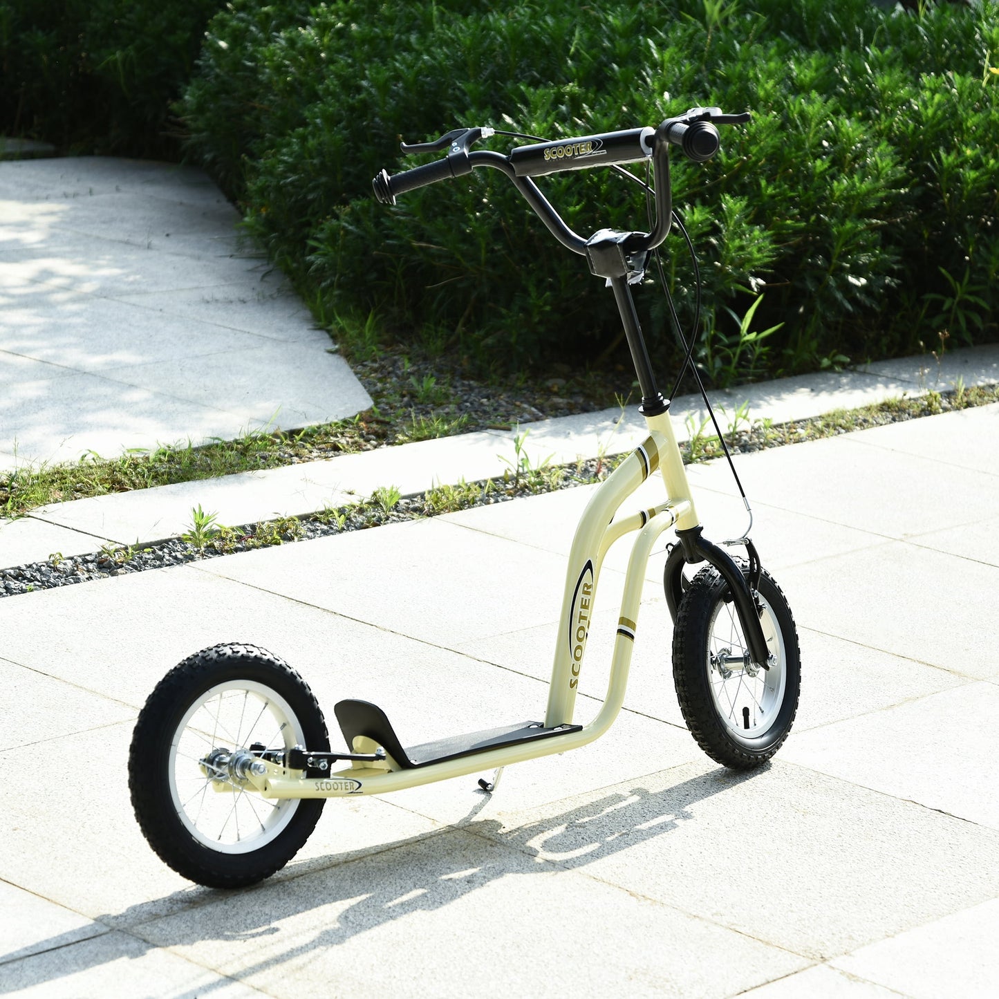 Youth Scooter Kids Kick Scooter with 12" Inflatable Wheels Adjustable Handlebar for Boys Girls Ages 6+, Yellow