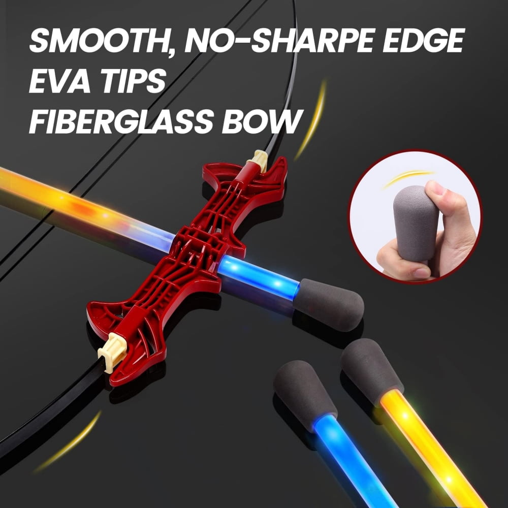 Kids Bow and Arrow Set, LED Light up Archery Toy Set with 3 Suction Cup Arrows,Indoor and Outdoor Toys for Children Boys Girls