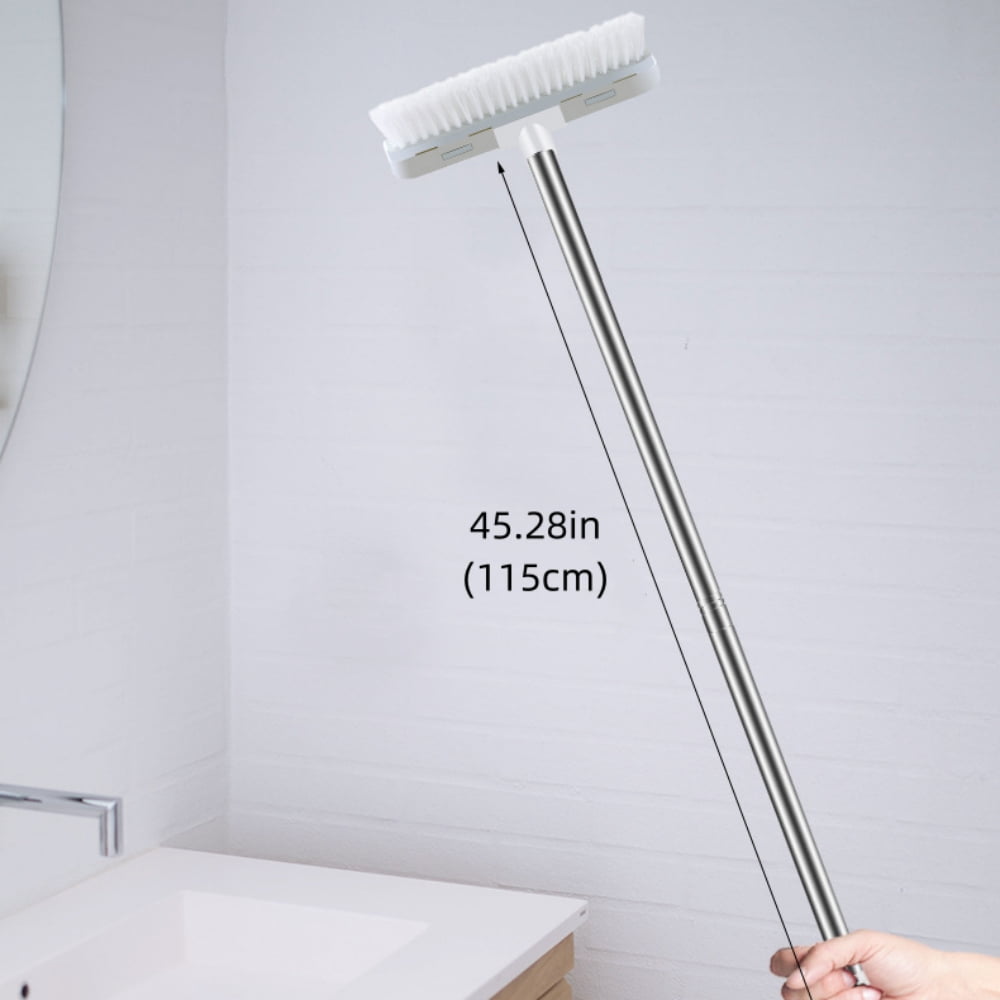 Baprem Floor Scrub Brush 2 in 1 Scrape Brush with Long Handle and Small Cleaning Brush for Bathroom Patio Garage Kitchen