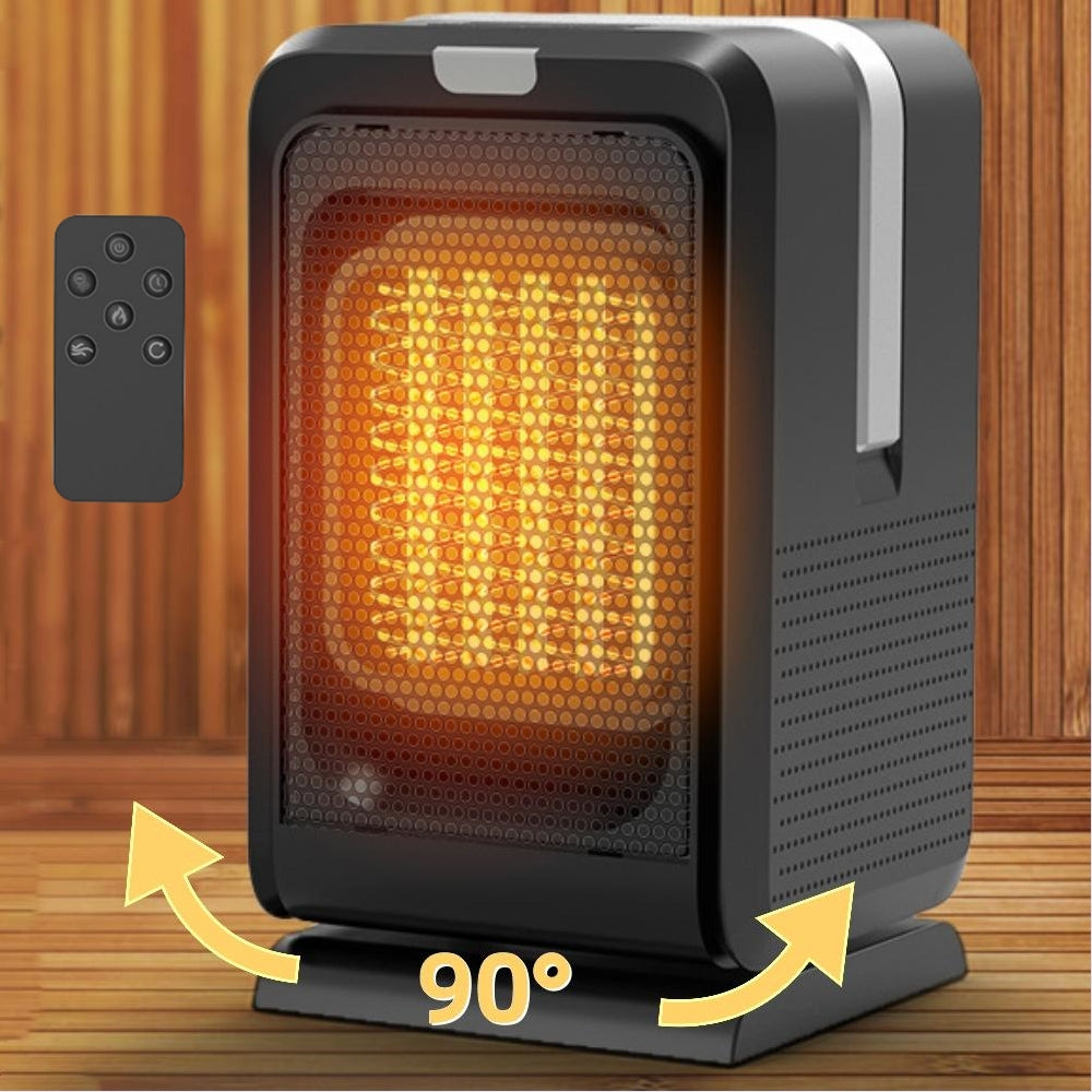 Portable Heater for Indoor Use, 1000W Ceramic Electric Space Heater with 90°Oscillation and Thermostat, 2 in 1 Cooling Heating Fan Combo for Office Home