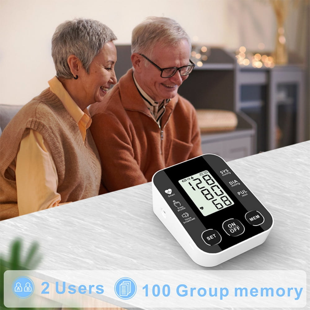 Blood Pressure Monitor Upper Arm BP Monitor LCD Display Blood Pressure Machine with Wide Range Cuff for Home Use