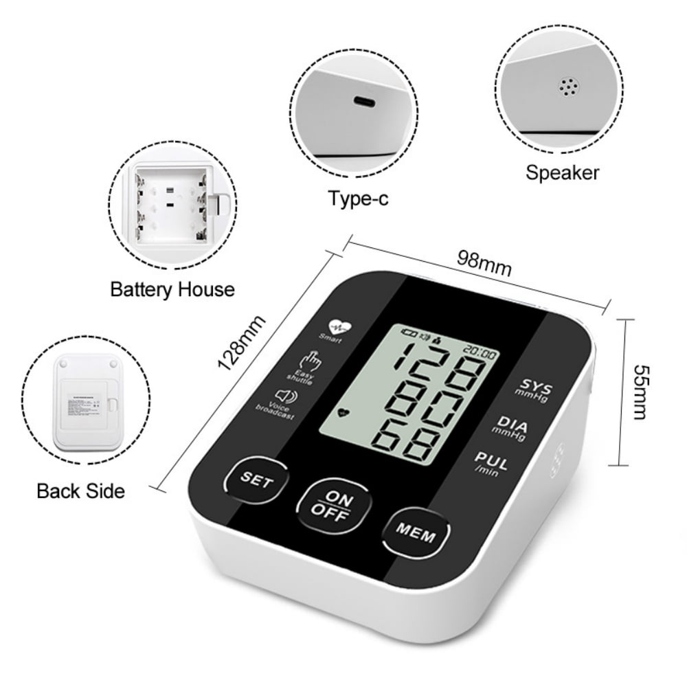 Blood Pressure Monitor Upper Arm BP Monitor LCD Display Blood Pressure Machine with Wide Range Cuff for Home Use