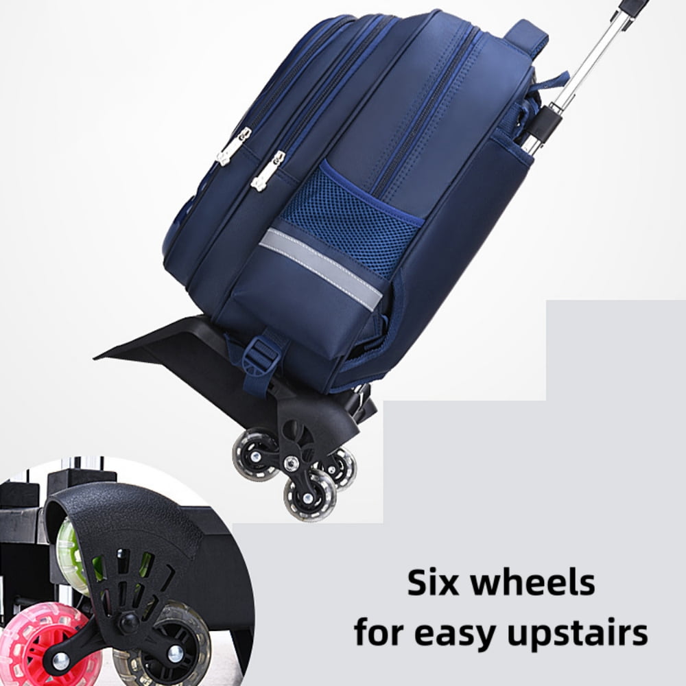 Kids Rolling Backpack for Boys, Trolley Wheeled Backpacks Waterproof School Bag with Multiple Pockets for Travel Outdoor, Blue