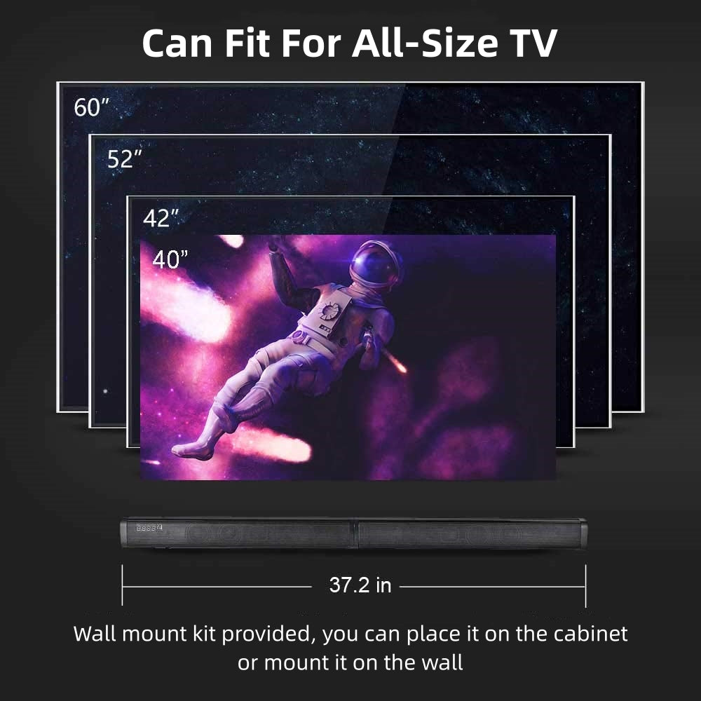 Tyethy Sound Bar for TV 120W Wireless Bluetooth 5.0 Soundbars 3D Surround Sound System Home Theater Speaker Split Soundbar