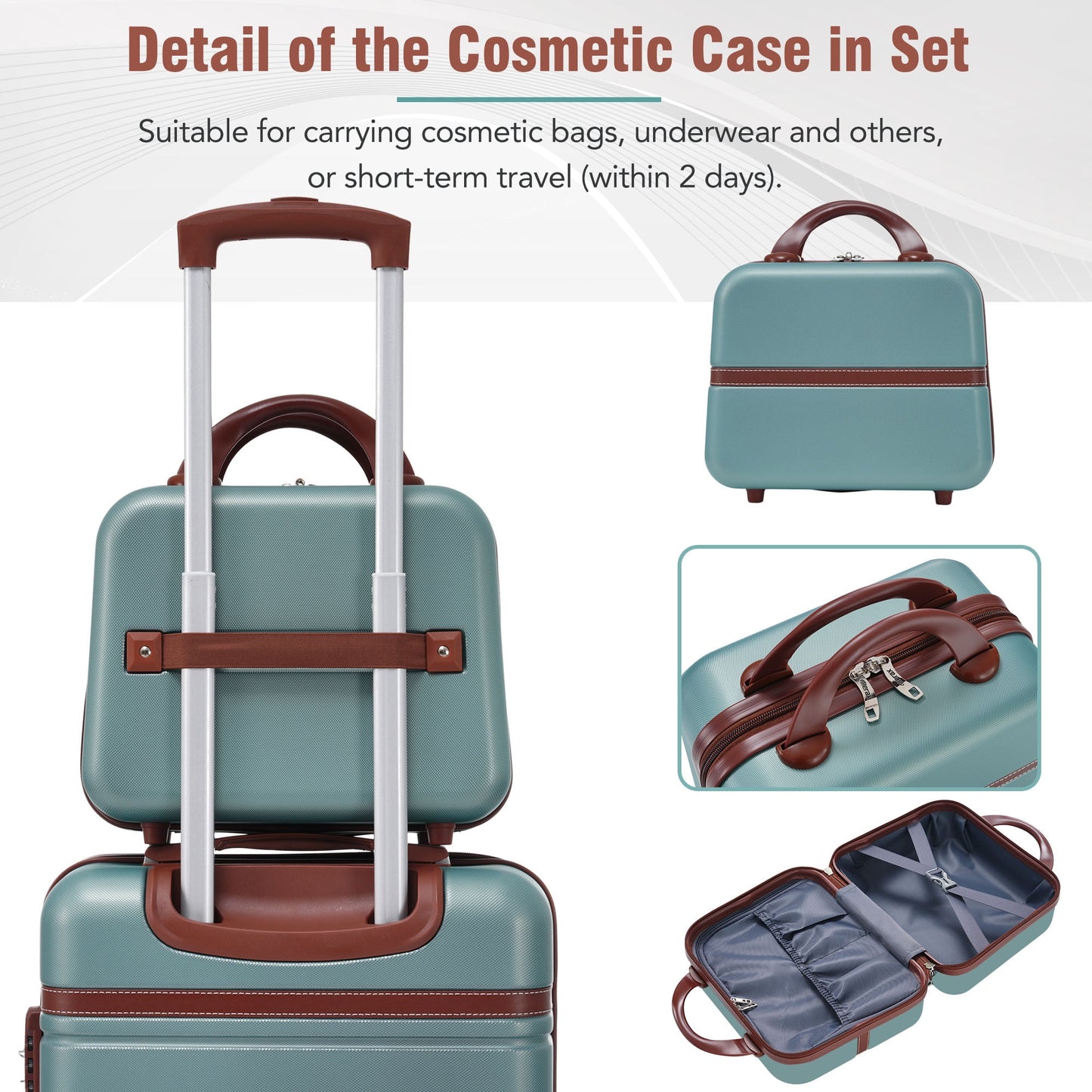 3 Pieces Hardshell Luggage Sets, Lightweight Luggages and Cosmetic Case with Spinner, TSA Lock ,20"+28"