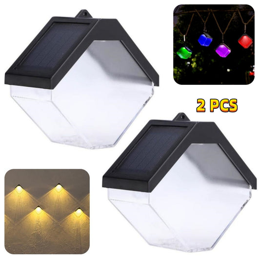2Pcs Solar Lights Wall LED Garden Lights Garden Decoration Outdoor Wall Lights Warm White/Multi Color,Hanging Solar Outdoor Lamp